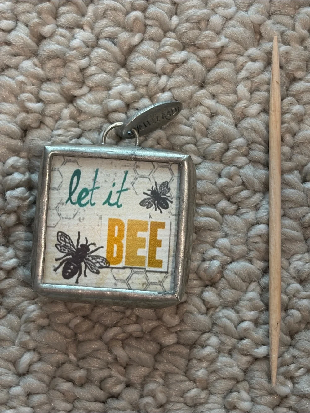 Jewel Kade Brass Bee Pendant with Teal Background
